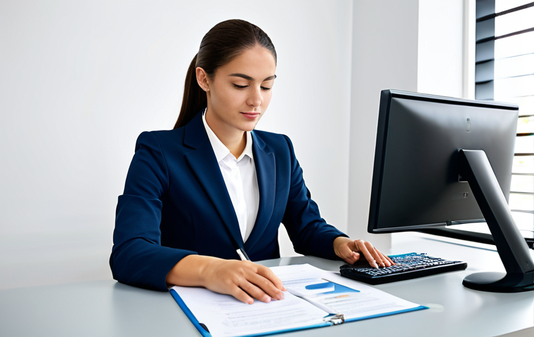 Legal Tech in Action**
"A young, professional attorney, fully clothed in a modest business suit, working at a bright, modern desk. The attorney is reviewing documents on a computer screen displaying legal research software. The scene is a clean, organized office environment. Safe for work, appropriate content, perfect anatomy, correct proportions, professional, family-friendly, well-formed hands, proper finger count, natural pose, high quality, professional photography, realistic."
**
