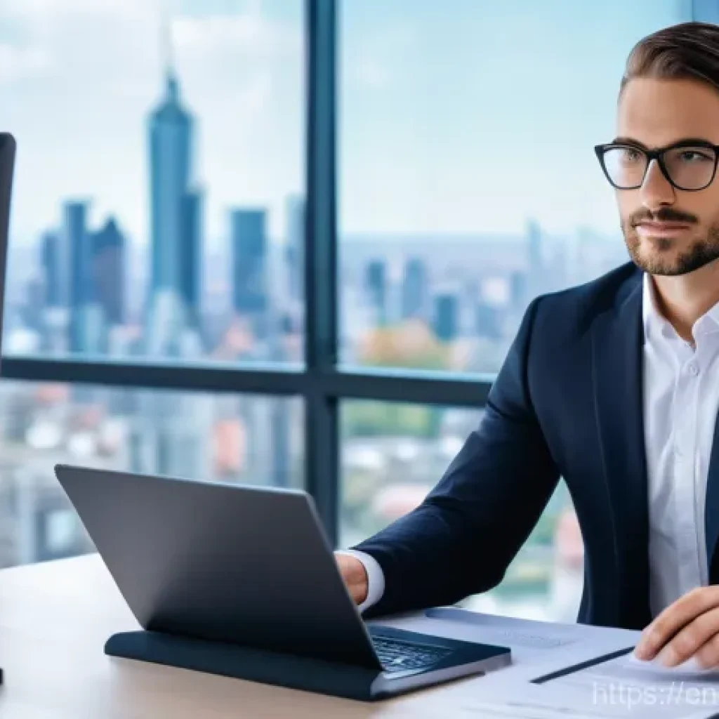 변호사 연봉 상승을 위한 기술 개발 - A professional, focused lawyer (either male or female, mid-30s to 40s) sits at a modern, clean desk ...