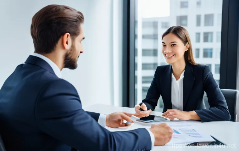 변호사 연봉 상승을 위한 기술 개발 - A diverse group of clients (including a young female entrepreneur, a middle-aged male business owner...