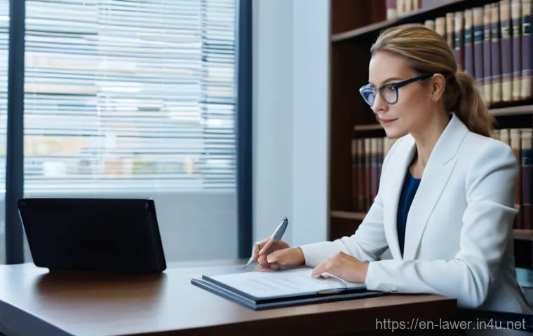 변호사로 일하며 주의해야 할 점 - **Prompt: Lawyer Bolstering Digital Defenses**
    "A diligent male lawyer, in his late 30s, wearing...