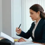 법률사무소의 변호사와 대형 로펌 차이 - **Prompt:** A compassionate solo female attorney in her late 30s, with a warm and approachable demea...