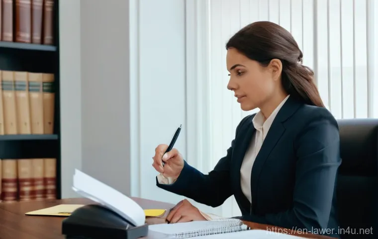 법률사무소의 변호사와 대형 로펌 차이 - **Prompt:** A compassionate solo female attorney in her late 30s, with a warm and approachable demea...