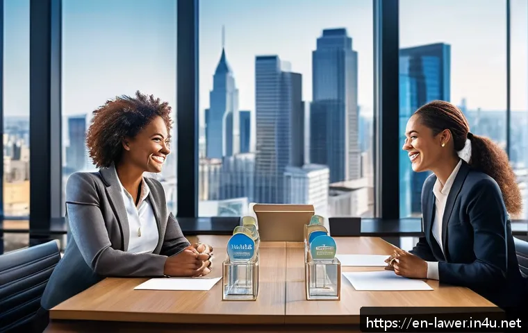 변호사 자격증 활용 후 변호사로서 성장 방법 - A professional networking event in a modern conference room with diverse lawyers dressed in business...