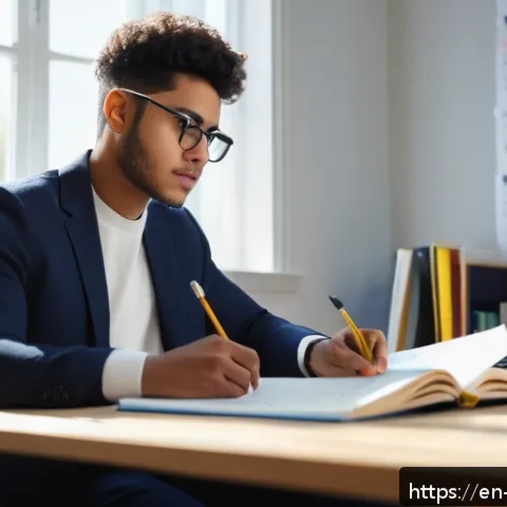 변호사 시험에서 합격률 높은 과목 - A focused young adult law student sitting at a modern desk in a bright, cozy study room filled with ...